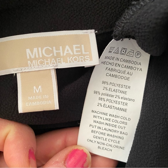 Michael Kors Gold Metal Zip V-Neck Chest Pocket Long Slv Blouse - Picture 7 of 7